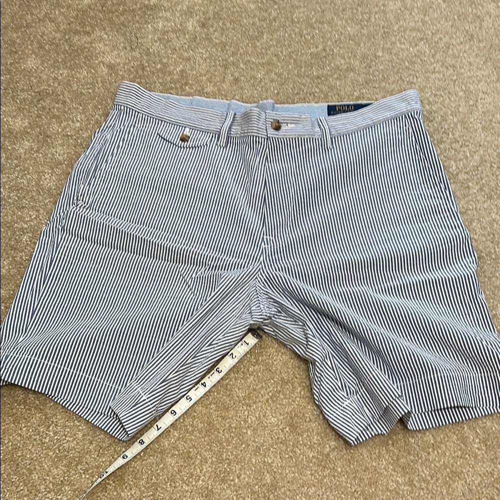 Polo by Ralph Lauren Blue Men’s Classic Fit Stretch Seersucker Shorts-Size 34